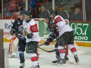 Frk and Drouin battling hard for the Mooseheads